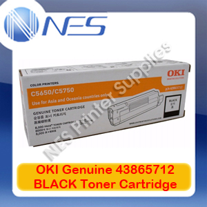 OKI Genuine 43865712 BLACK Toner Cartridge for C5650/C5750 (8K)